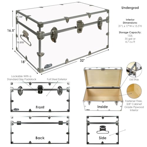 Large Steel Storage Trunk 32 x 18 x 16.5 Inches Lime Green U365777