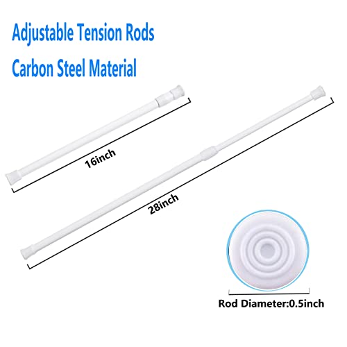 2 Pack Small Tension Curtain Rods 7 in to 11 Extendable Width Spring Cupboard Bars Adjustable D687