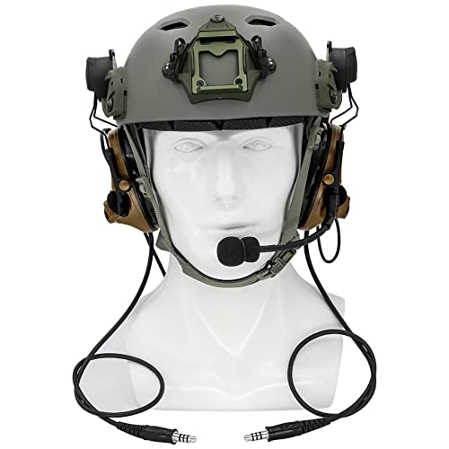 Tactical Headset with ARC Helmet Rail Mount and PTT Adapter Kenwood Plug L419