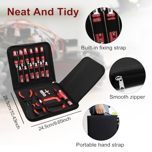 19 Pcs RC Car Tool Kit Hex Screwdriver Set Nut Drivers Phillips Screwdrivers Plier Wrench Body Reamer Black K701
