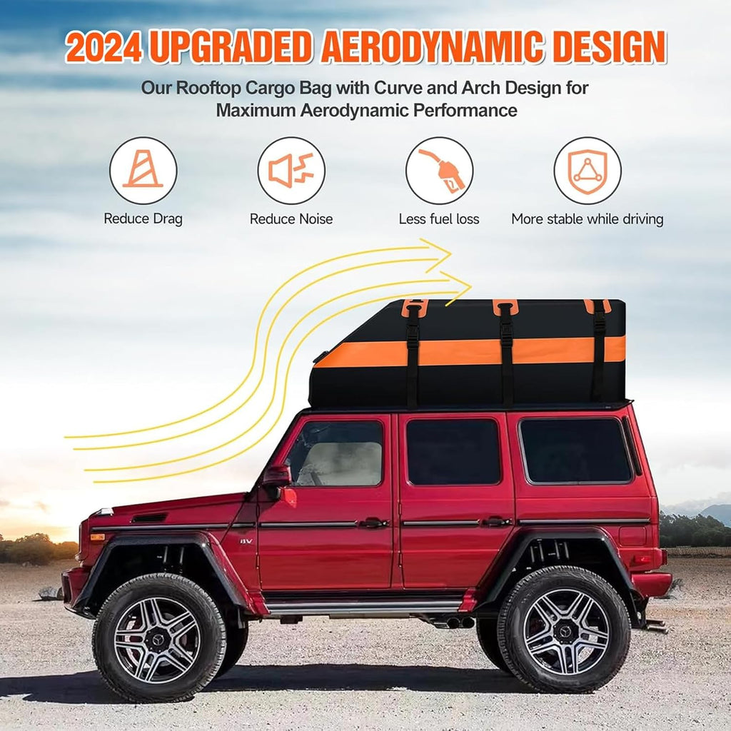 21 Cubic Feet 100% Waterproof 900D PVC Soft Car Roof Bag with Anti-Slip Mat and Storage Bag W213426
