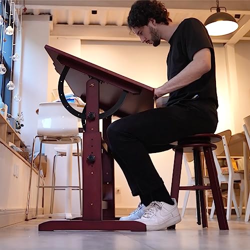 Wooden Drafting Stool with Adjustable Height S14031