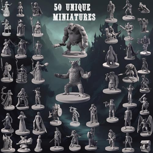 50 Miniatures Fantasy Tabletop RPG Figures A2704