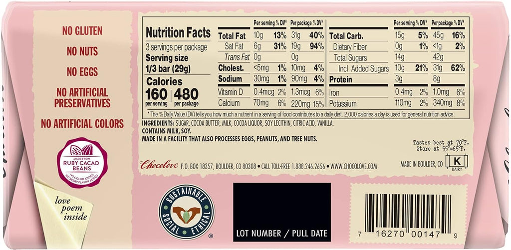 Ruby Chocolate 34% Cacao 3.2oz Bar 6 Pack T587798
