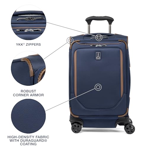 Lightweight Softside Expandable Carry on Luggage, 8 Wheel Spinner Suitcase, Compact Carry On 20-Inch, Patriot Blue N351