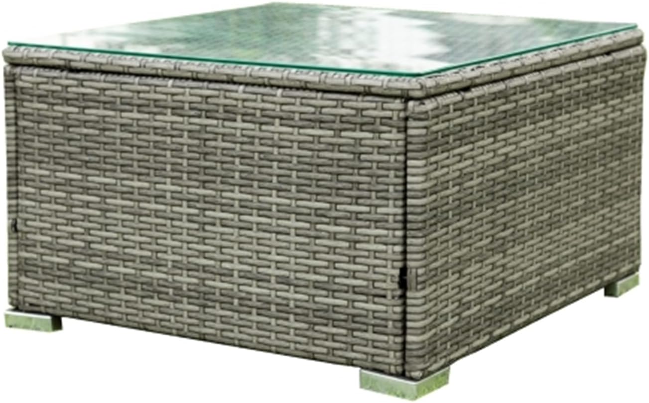 Grey Wicker Rattan Patio Sectional Sofa Set with Storage Box Y181