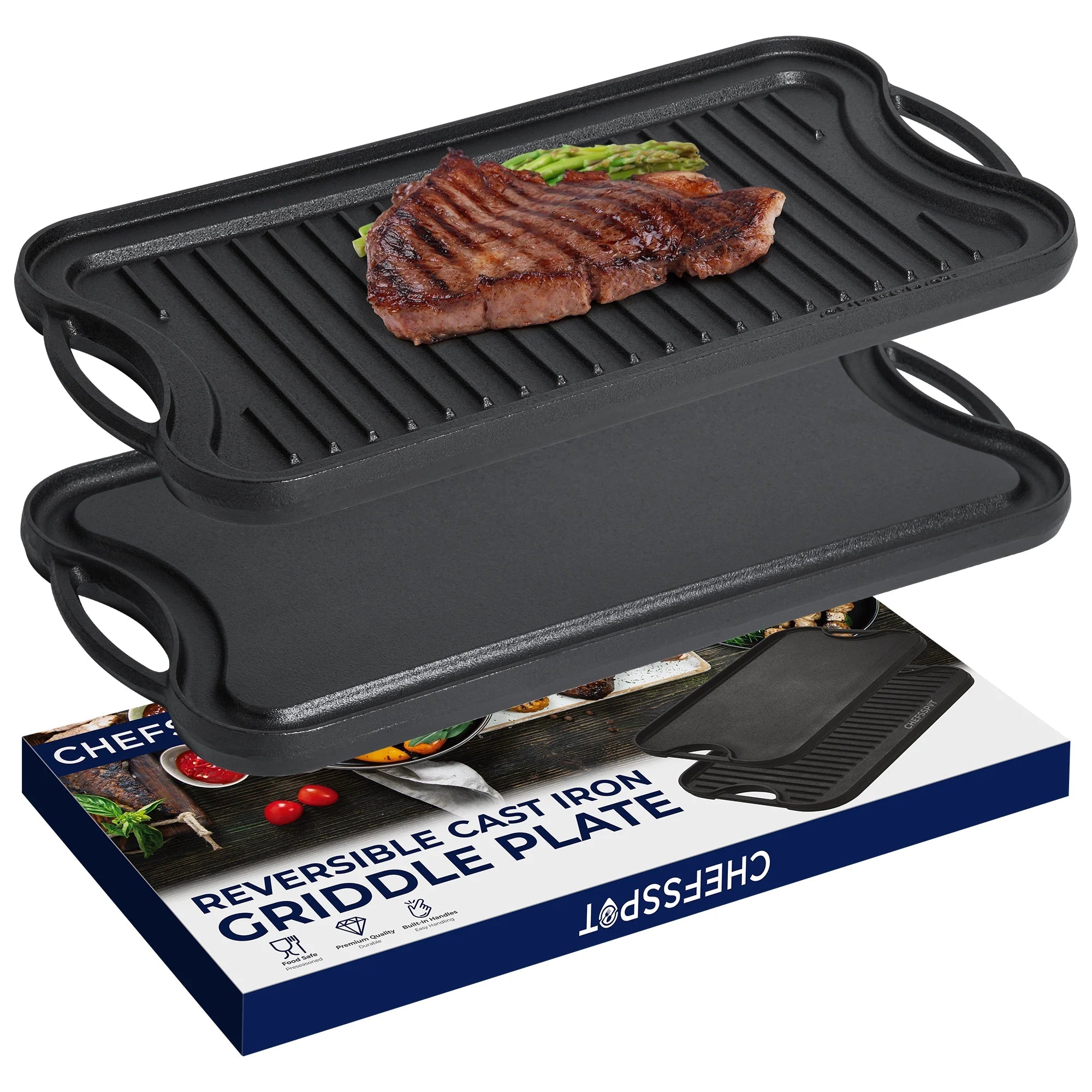 Preseasoned Cast Iron Reversible Griddle Plate Pan A451099