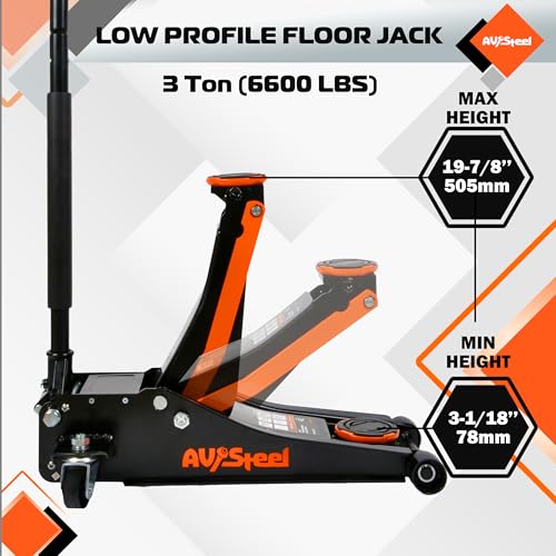 Low Profile Floor Jack 3 Ton Heavy Duty Hydraulic Jack with Dual Pistons Quick Lift Pump G5225