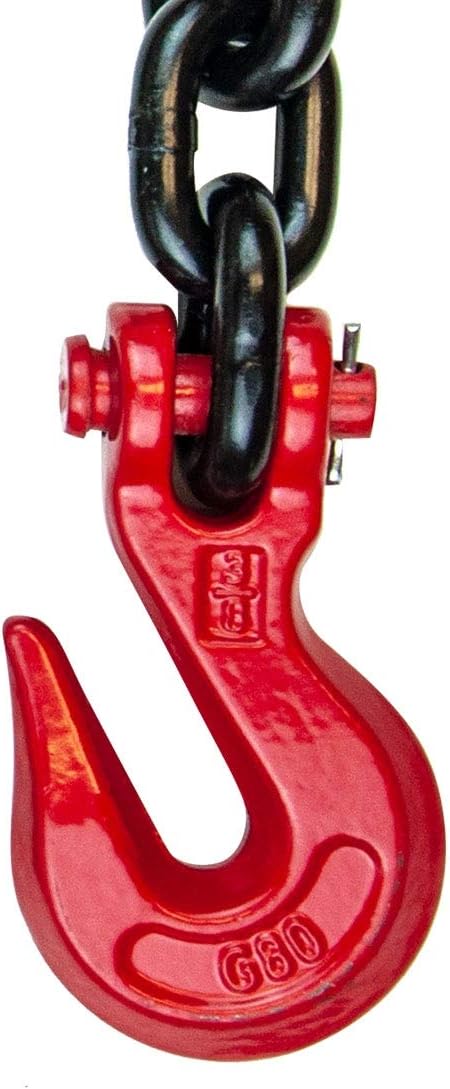 Grade 80 Alloy Tow Chain with Forged Long J Hook - 3/8 Inch x 6 Foot - 7,100 Pound Safe Working Load X30714