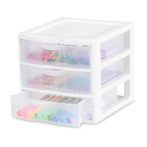 6-Pack White Plastic 3-Drawer Cart D3551