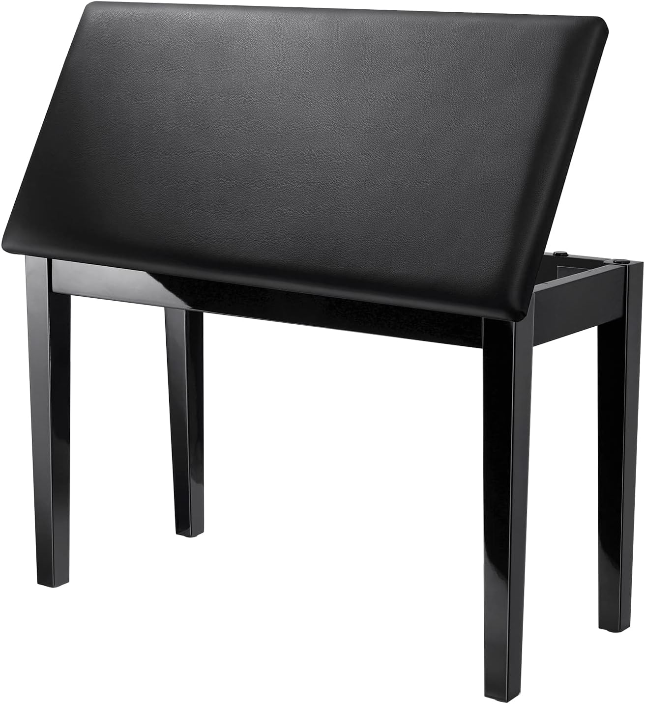 Black Solid Wooden Piano Bench with Storage Q44279