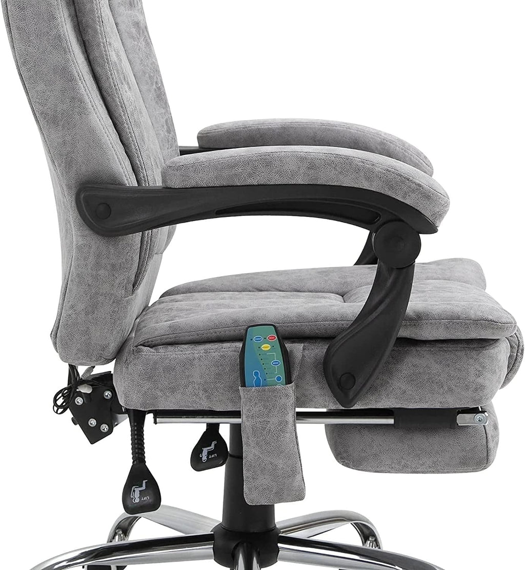 Gray Heated Massage Electric Vibration Reclining Swivel Chair with Pedals Adjustable Back Ergonomic Zero-Gravity Chair J2339