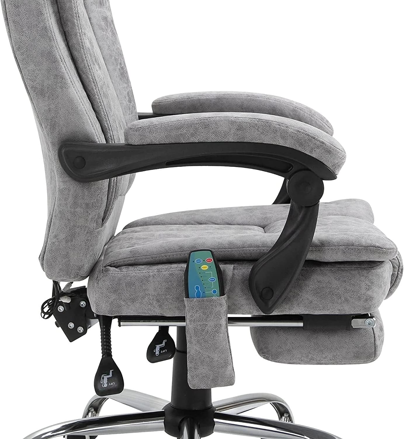 Gray Heated Massage Electric Vibration Reclining Swivel Chair with Pedals Adjustable Back Ergonomic Zero-Gravity Chair J2339