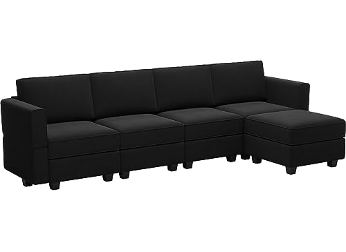 Modular U Shaped Sectional Sofa with Storage Seat Reversible Chaise Ottoman Velvet Fabric Z400270