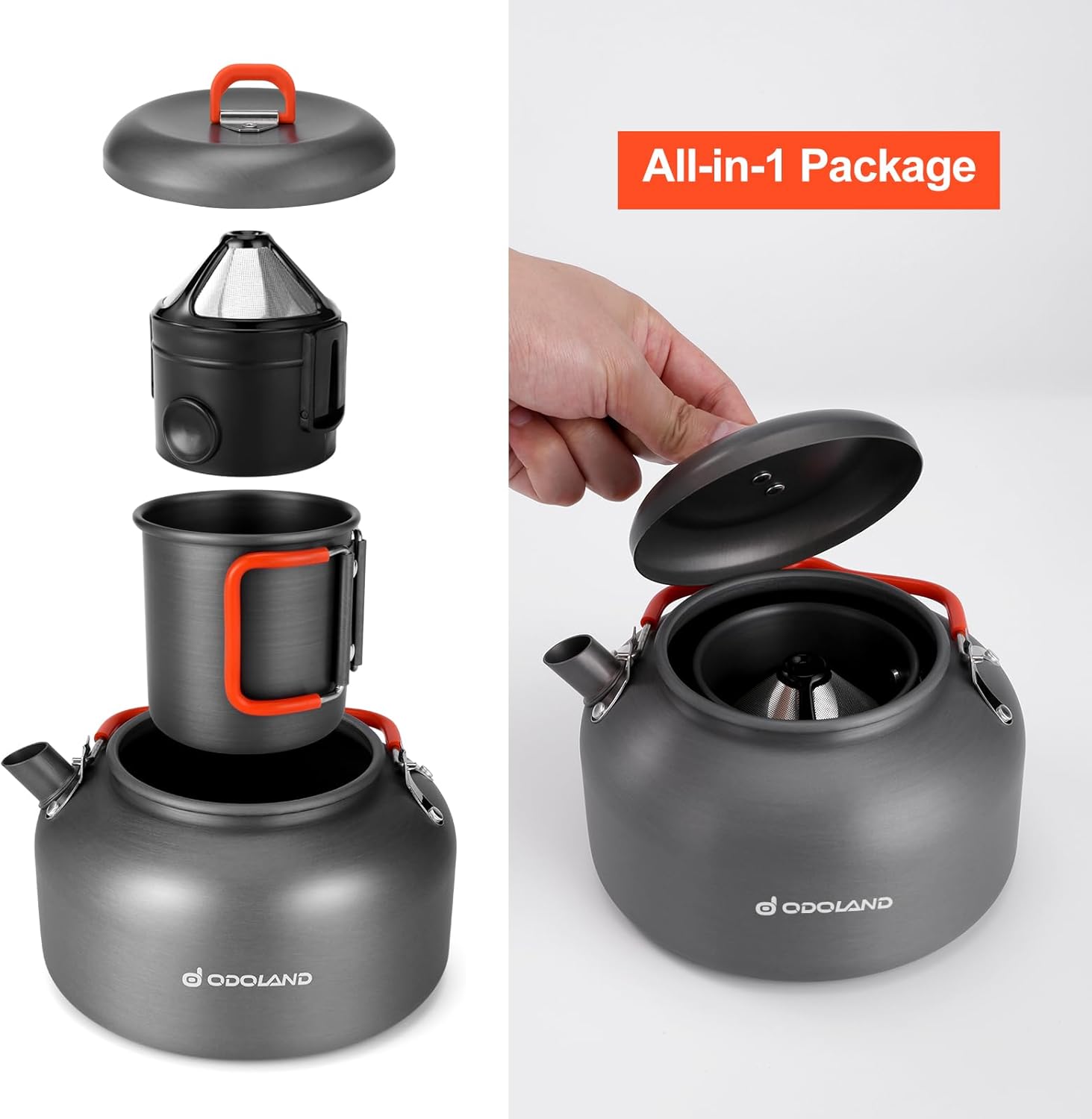 1.2L Camping Coffee Pot with Mug and Coffee Filter R46548