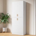 Gray 71" Tall Wood Storage Cabinet with Doors and Shelves D7505