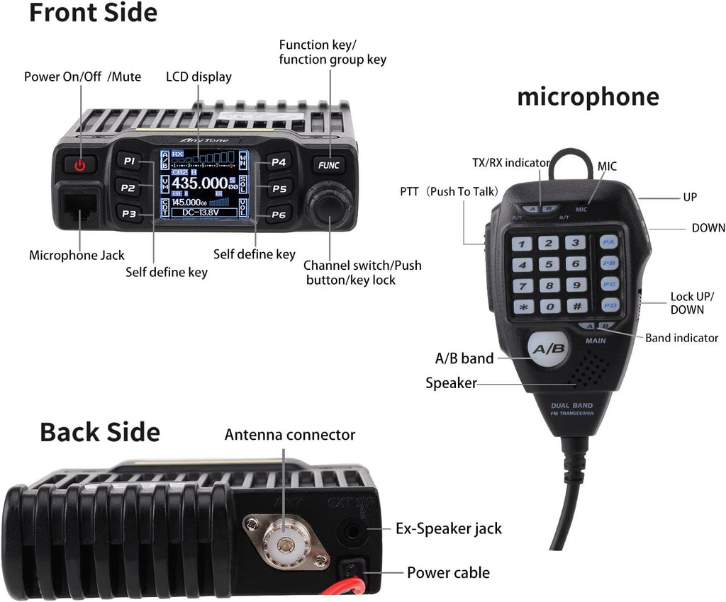 Dual Band Transceiver Mobile Radio VHF/UHF Two Way Radio P6613