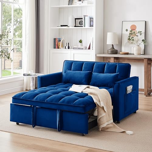Velvet Convertible Sofa Bed with Adjustable Back H82868