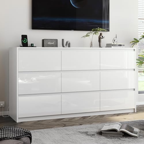 10 Drawer White High Gloss Dresser Z7936