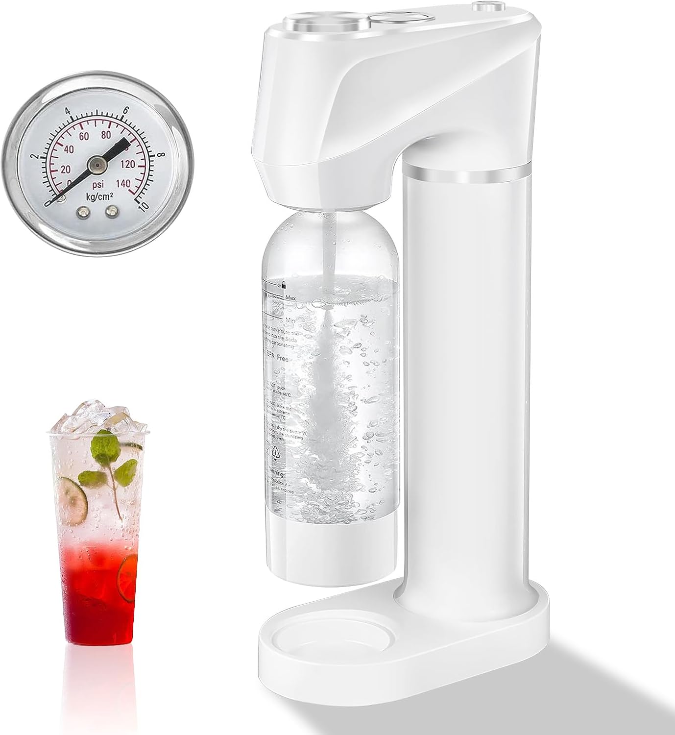 White Soda Maker with 1L BPA Free PET Bottle Q459