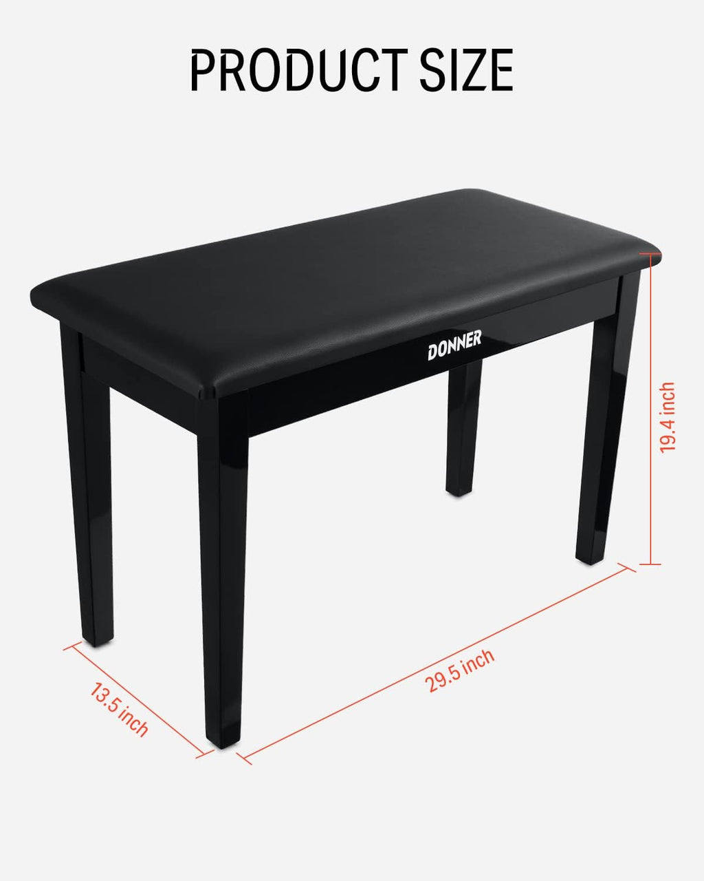 Black Solid Wooden Piano Bench with Storage Q44279