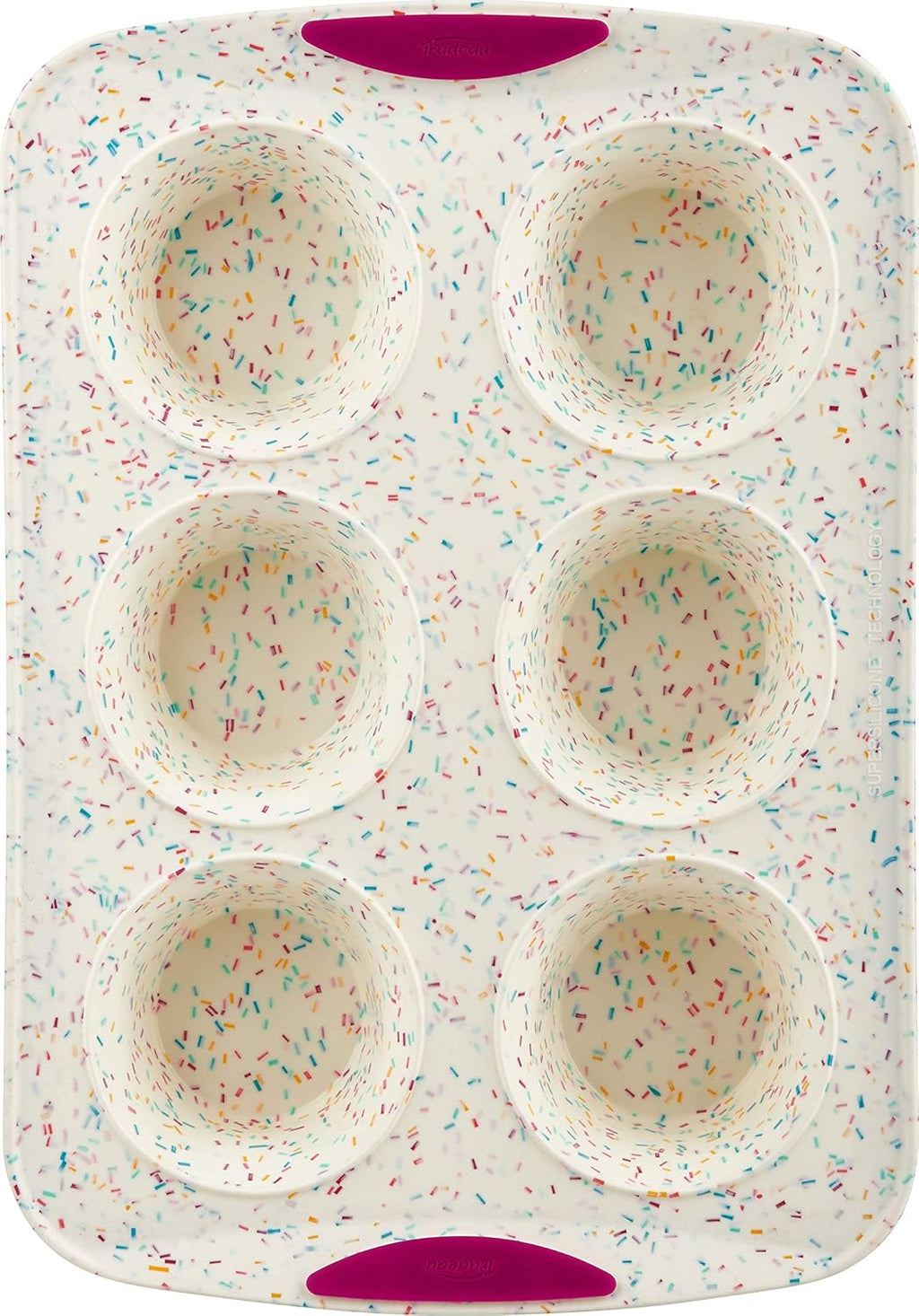 White Confetti 6 Cup Jumbo Muffin Pan Silicone Bakeware P16924