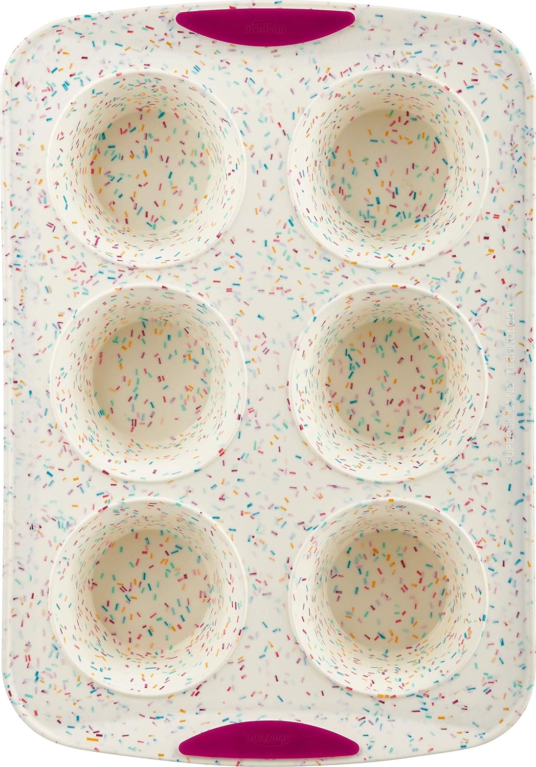 White Confetti 6 Cup Jumbo Muffin Pan Silicone Bakeware P16924