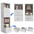 6-Shelf Hanging Closet Organizer with 3 Removable Drawers and 4 Side Pockets, Light Gray D7693
