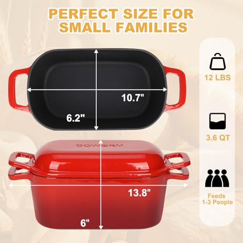 3.6QT Oval Enameled Cast Iron Dutch Oven with Lid X210