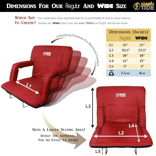 Stadium Seat with Back Support, Thick Padding, 2 Steel Bleacher Hooks, 4 Pockets, 2 Cup Holders Z83437