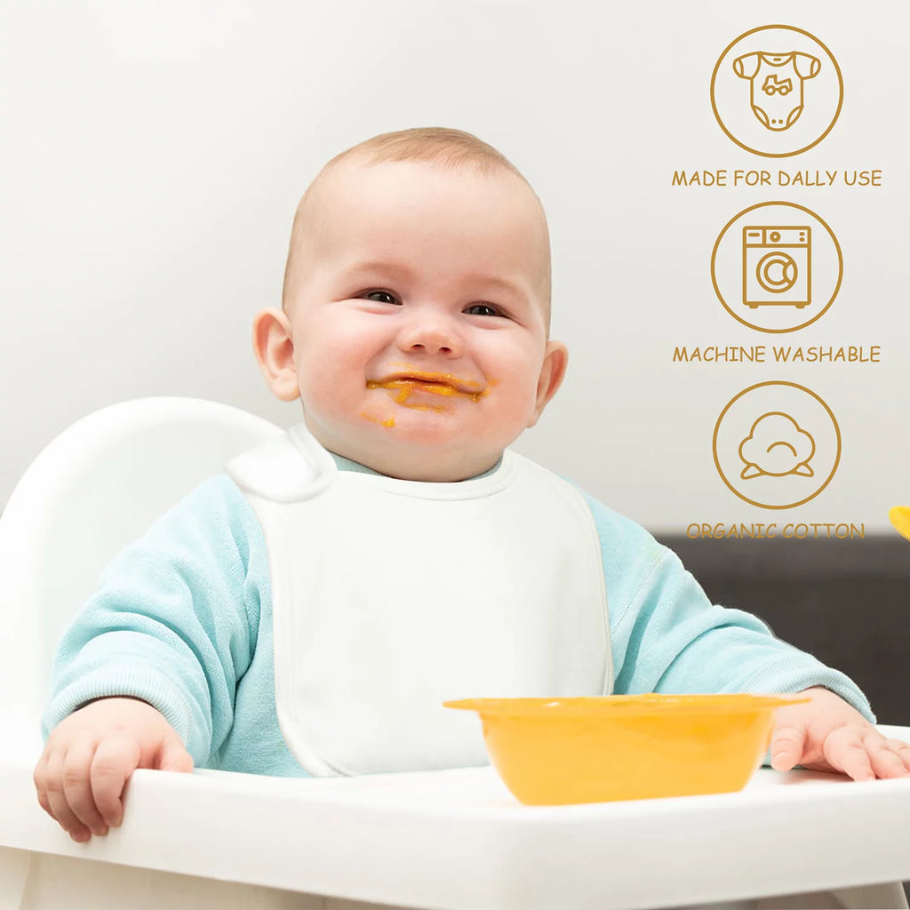 10 Pcs White Cotton Waterproof Baby Bibs J97331