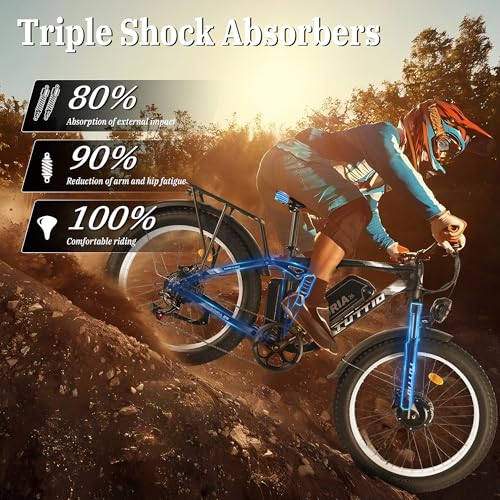 Dual-Motor Electric-Bike, 52V 30AH, 26 Inch Fat Tire Full Suspension Ebike U80199