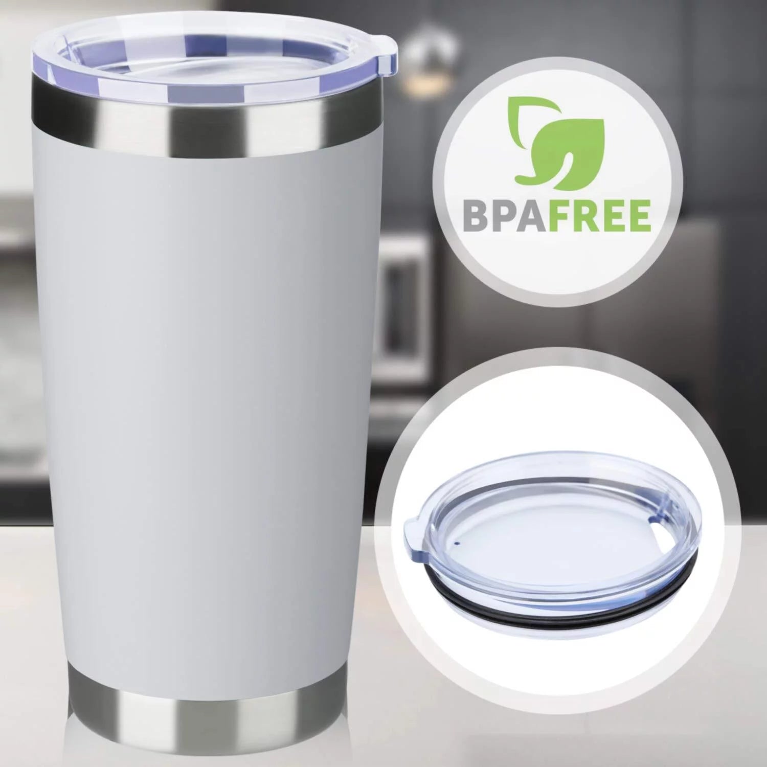 20oz Double Wall Vacuum Insulated Stainless Steel Tumbler 8 Pack with Lid and Straw L975