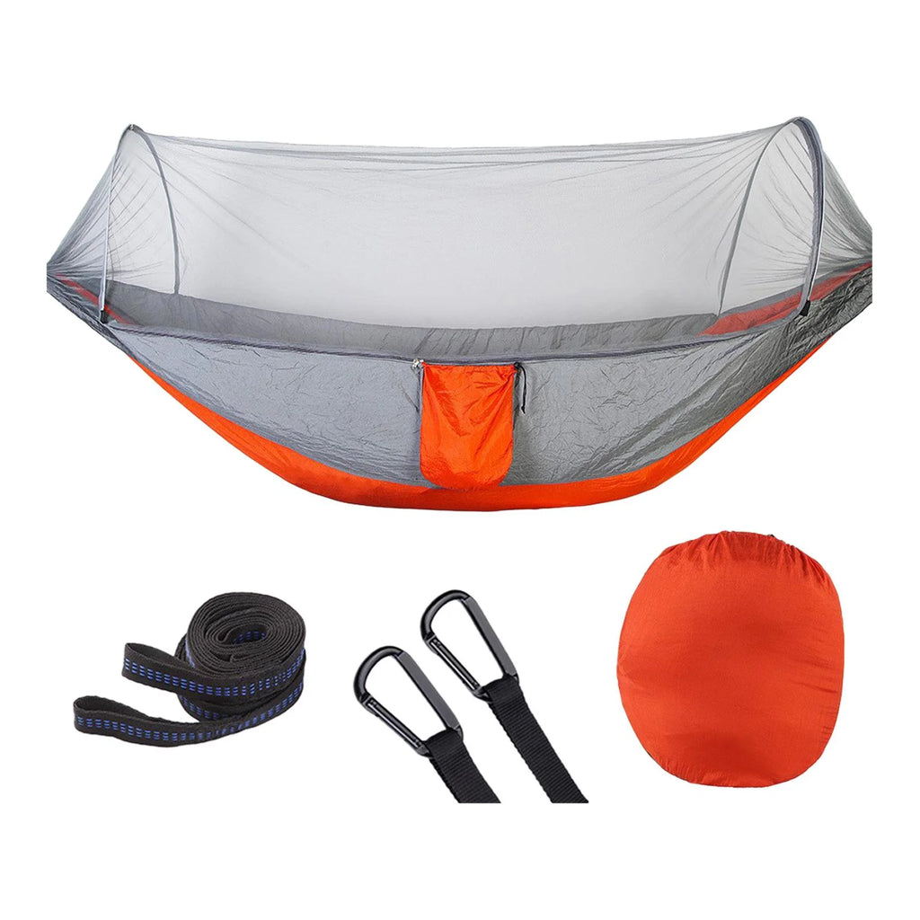 Orange Gray Camping Hammock with Net and Carrying Bag Y18561