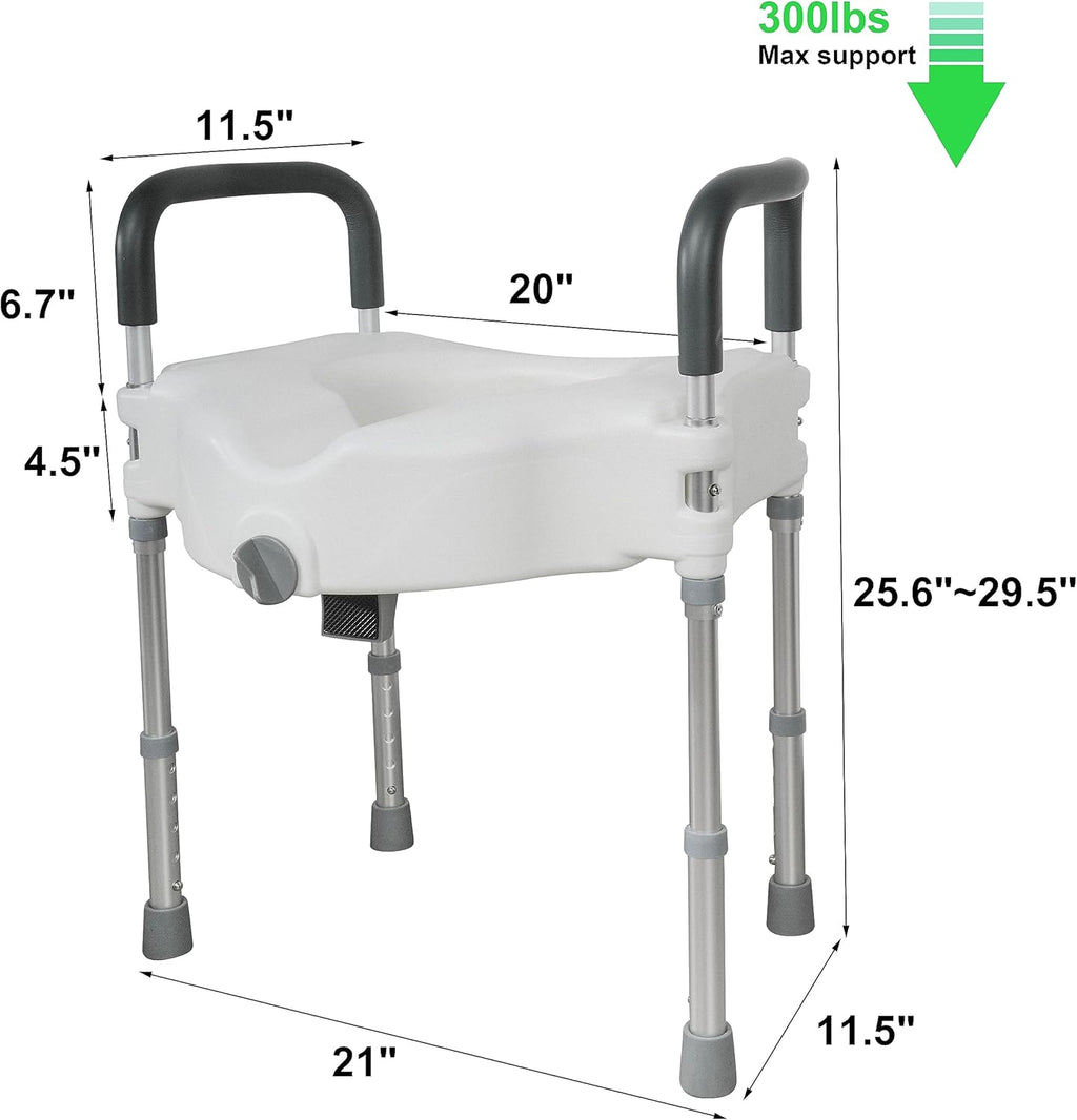 Raised Toilet Seat with Handle, Height Adjustable Legs S70587
