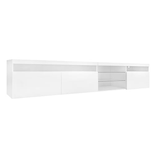 Black TV Stand with LED Lights and Storage Z787