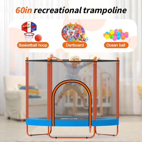 60'' Rebounder Trampoline with Safety Enclosure Net D743