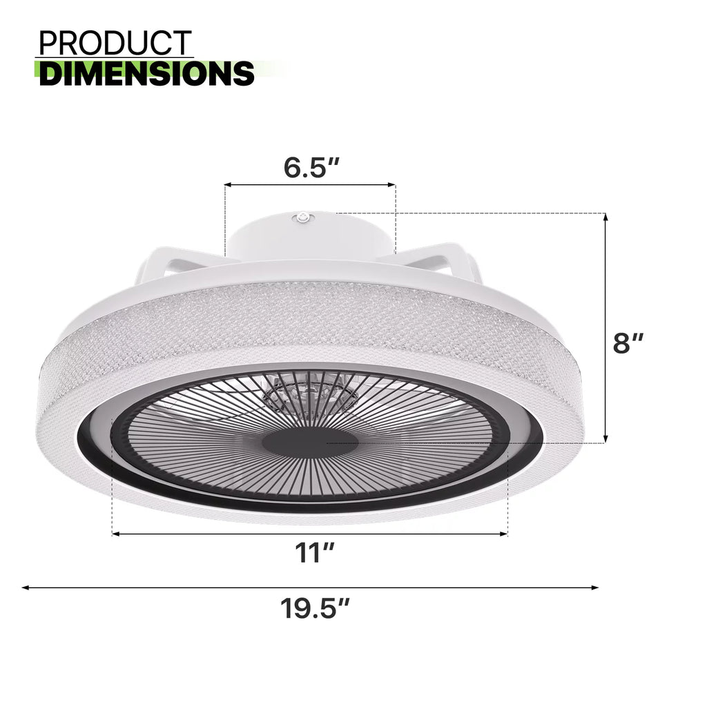 20" Low Profile Ceiling Fan With Lights and Remote, Black T124243