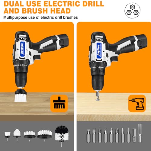 Electric Spin Scrubber Handheld, 2 Speed, with 9 Brush Heads, 450RPM Battery Power Scrubber Waterproof, 3.0Ah Battery and Charger X32262