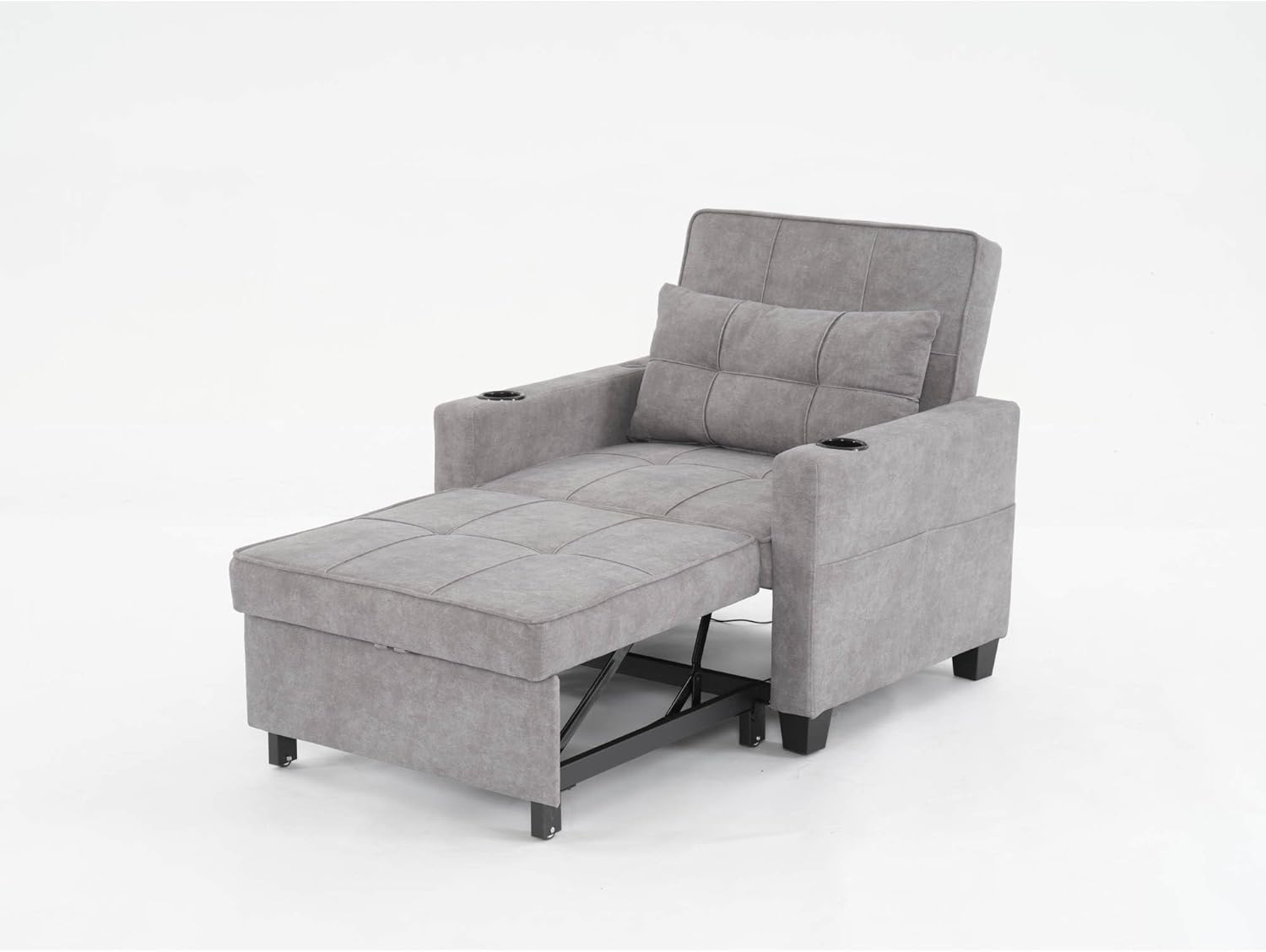 Light Grey 3-in-1 Pull Out Sleeper Chair Bed with USB Ports L434860