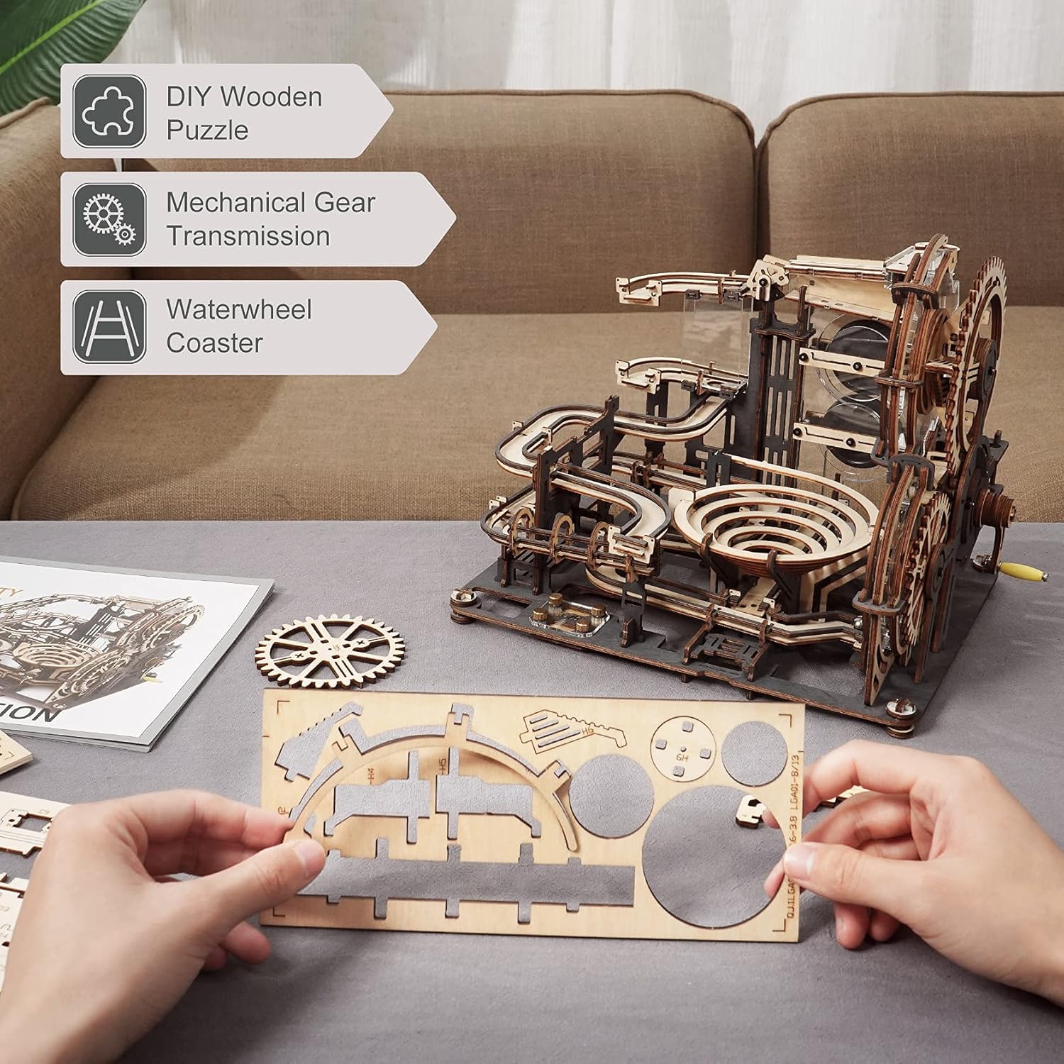 3D Wooden Marble Run Chain Mechanical Building Kit B721