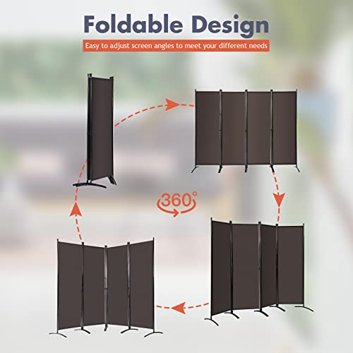 White 4-Panel Folding Room Divider with Iron Frame Y261386