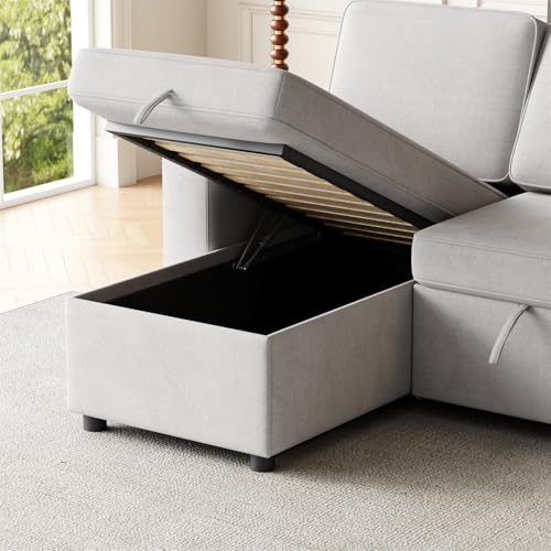 Black Sleeper Sectional Sofa with Pull Out Bed and Storage Chaise Y441169