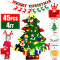 4ft DIY Felt Christmas Tree with Light 45pcs Detachable Ornaments Storage Bag X3742