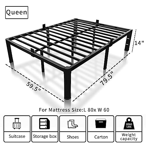 12 inch California King Size Metal Bed Frame with Headboard Hole N1387