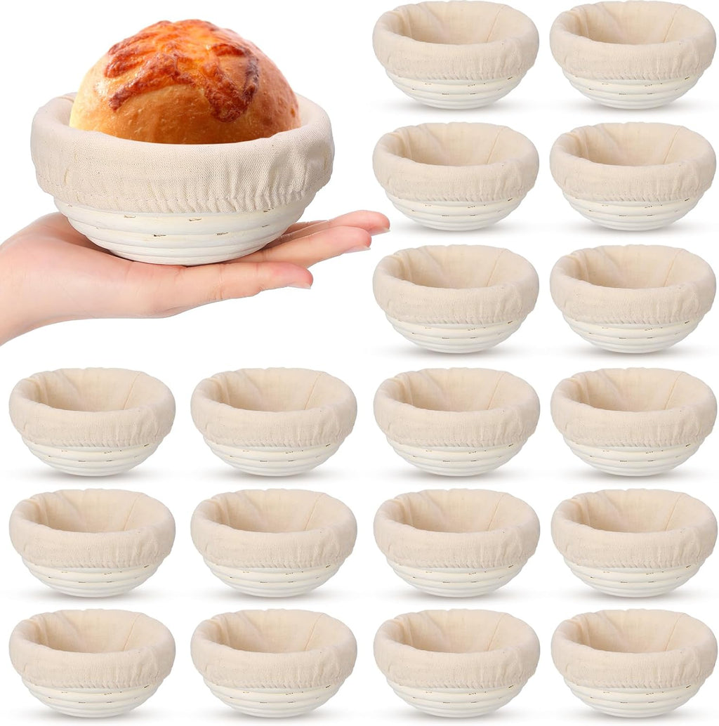 20 Pcs Bread Proofing Basket Set with Linen Liner E678