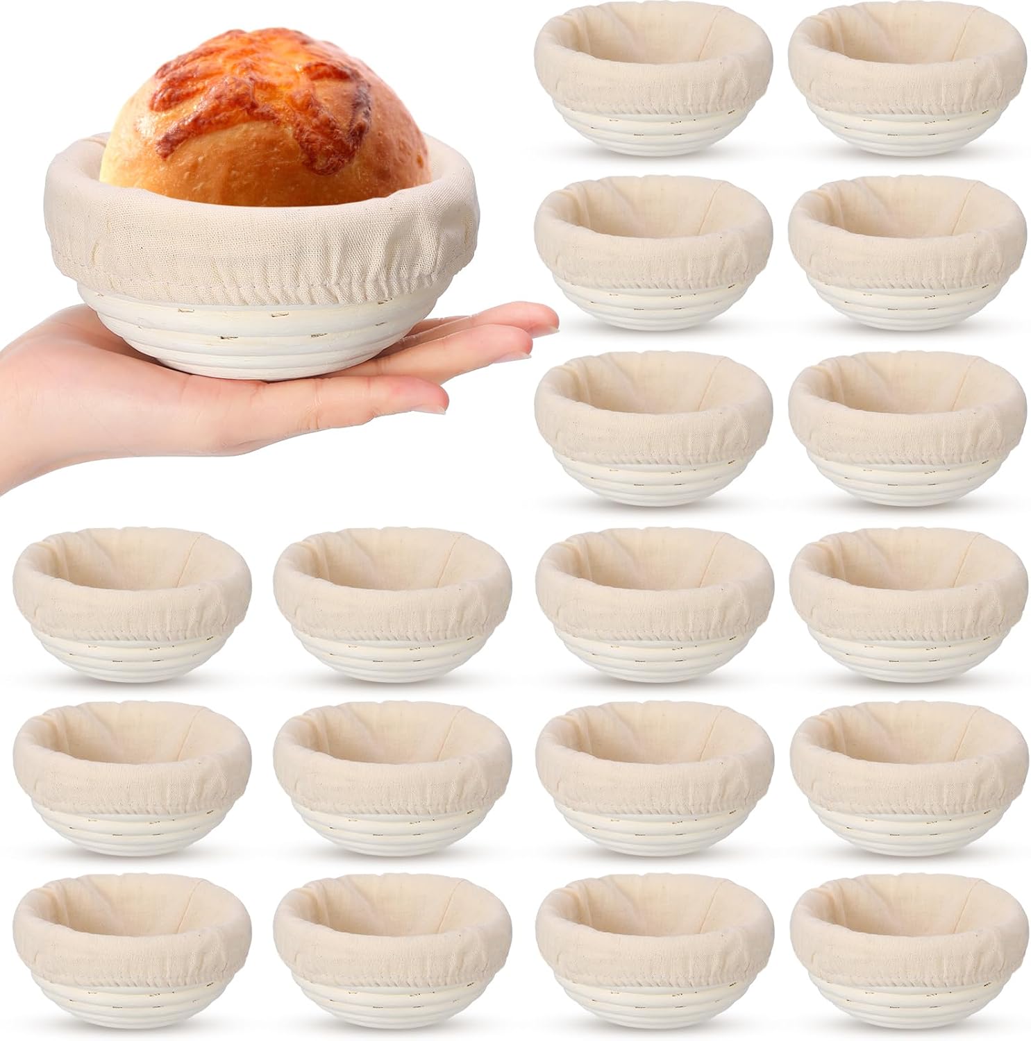 20 Pcs Bread Proofing Basket Set with Linen Liner E678