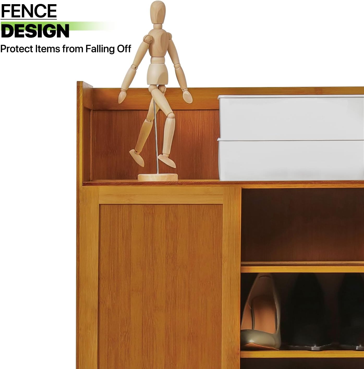 5 Tier Bamboo Shoe Cabinet with Doors H204343