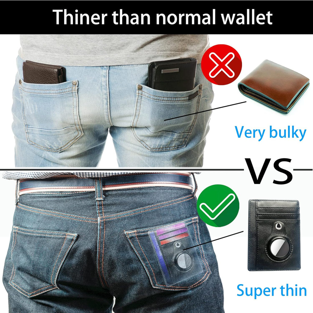 Black Leather Slim Card Holder Wallet with Keychain (2 Pack) N140483