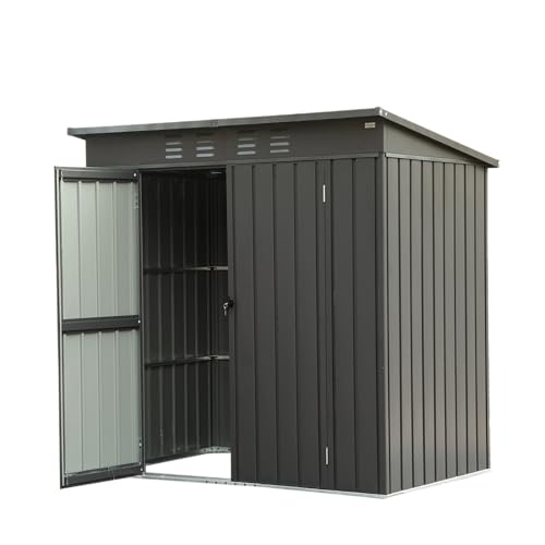 White 6x4FT Metal Storage Shed with Pent Roof U81686